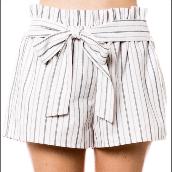 Grey and White Pin Stripe Shorts - Picture 1 of 1